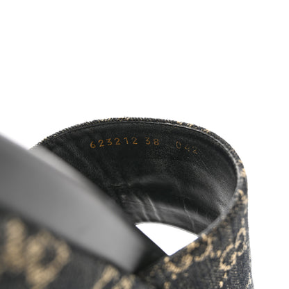 Gucci Jacquard Black Denim GG Monogram Angelina Platform 55mm Slide Sandals 38 Black Ivory 9 of 13