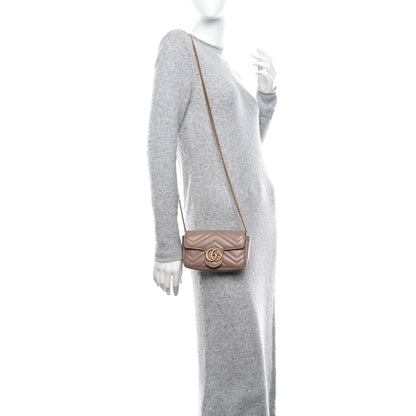Gucci Calfskin Matelasse Super Mini GG Marmont Shoulder Bag Porcelain Rose 2 of 10