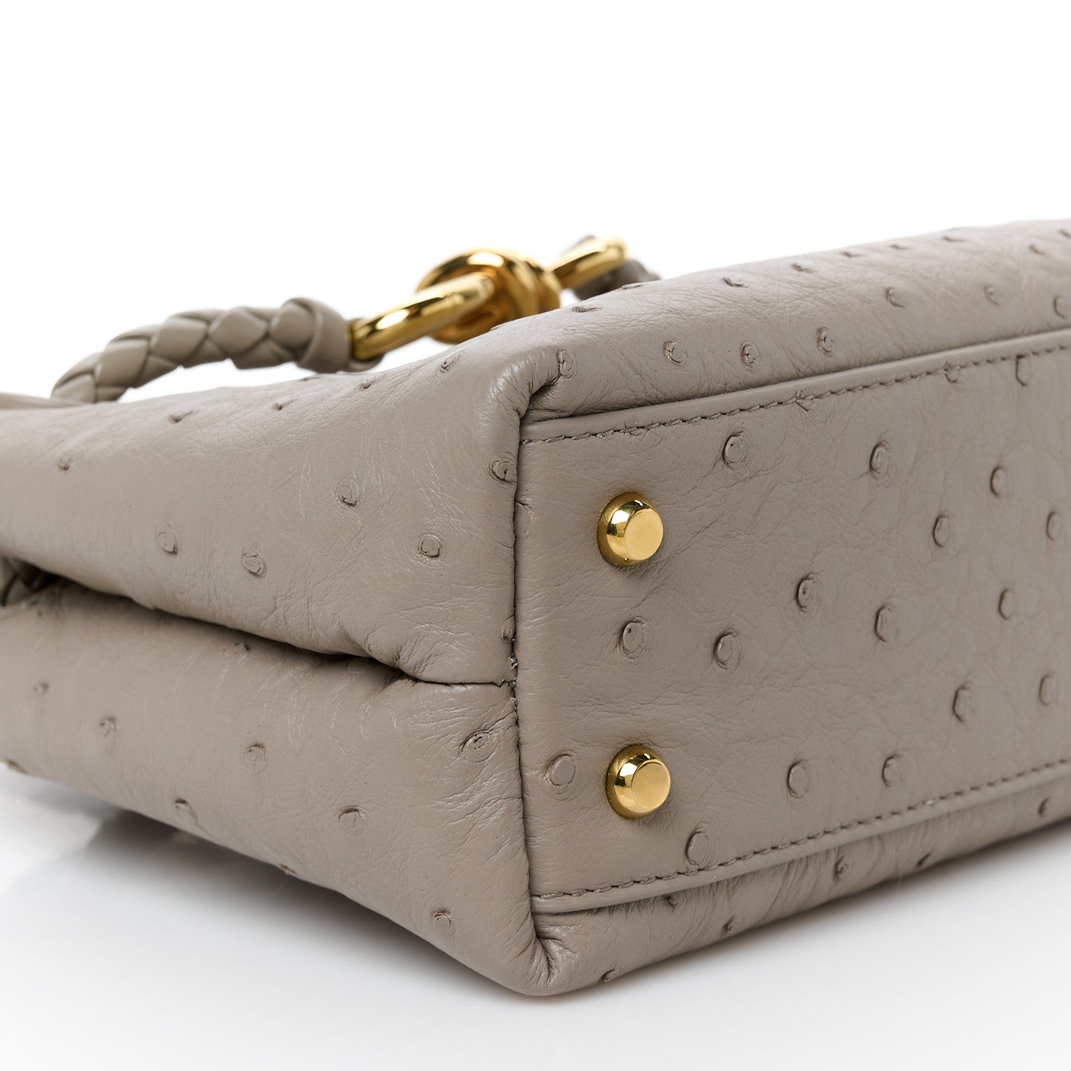 Bottega Veneta Ostrich Mini Andiamo Shoulder Bag Limestone 9 of 10