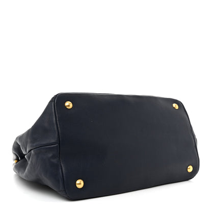 Prada Soft Calf Tote Navy 4 of 12