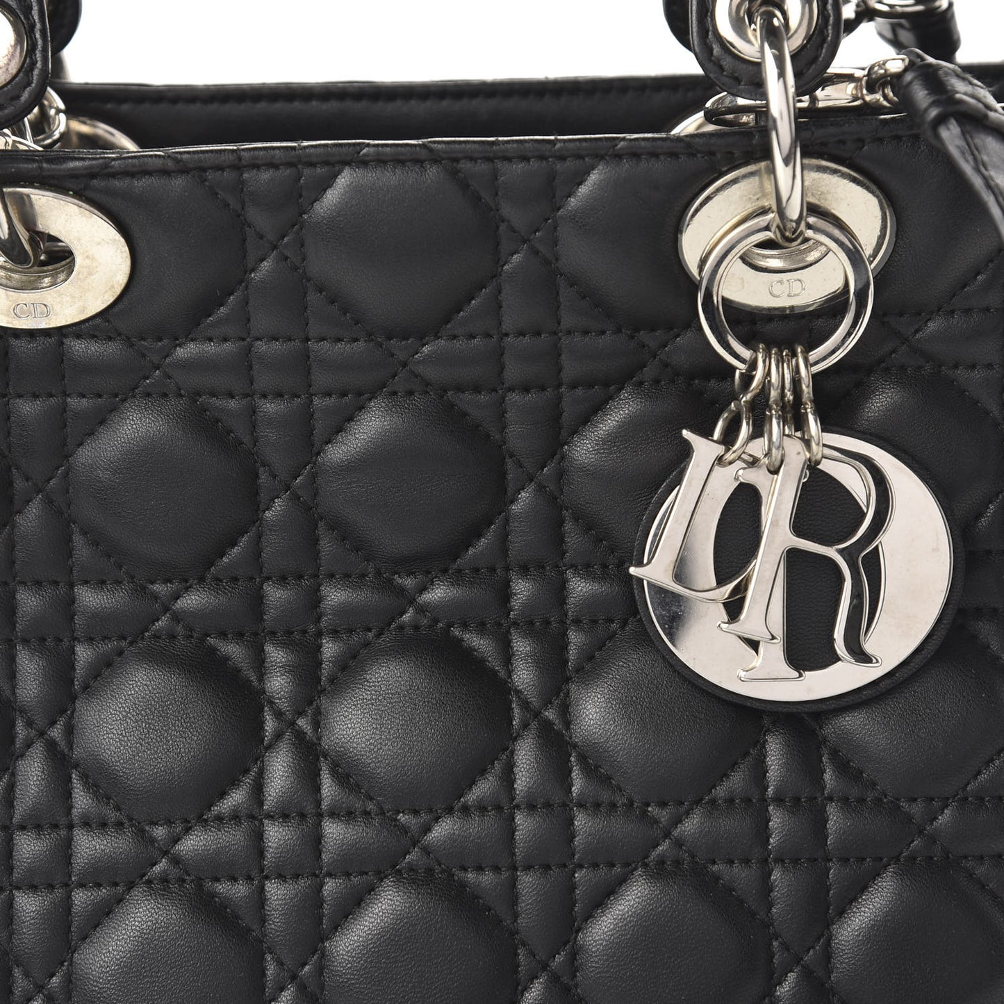 Lambskin Cannage Medium Whipstitch Lady Dior Black
