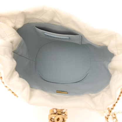 Chanel Lambskin Quilted My Perfect Chain Bucket Drawstring Bag White 5 of 13
