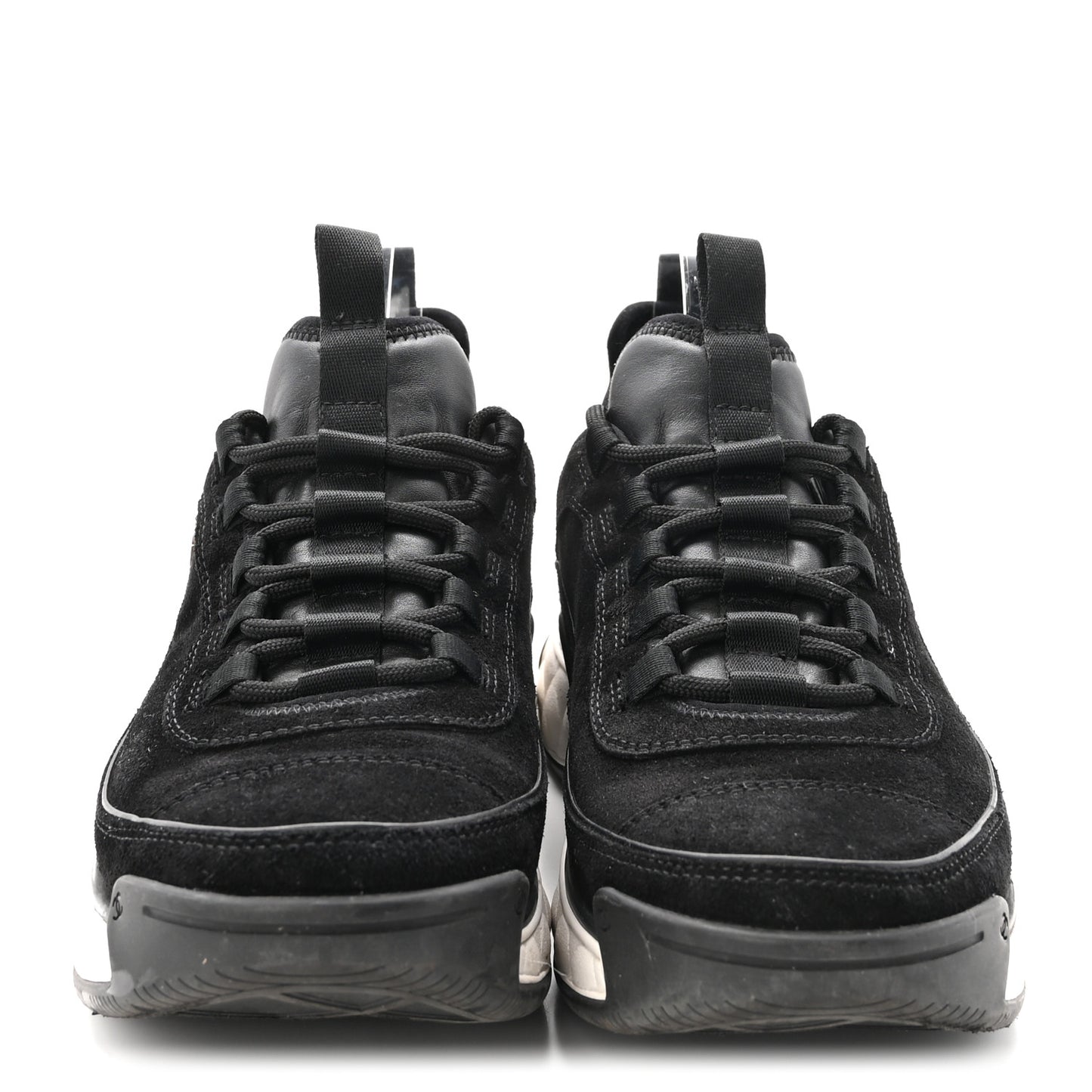 Suede Calfskin Nylon Grosgrain CC Sneakers 41 Black