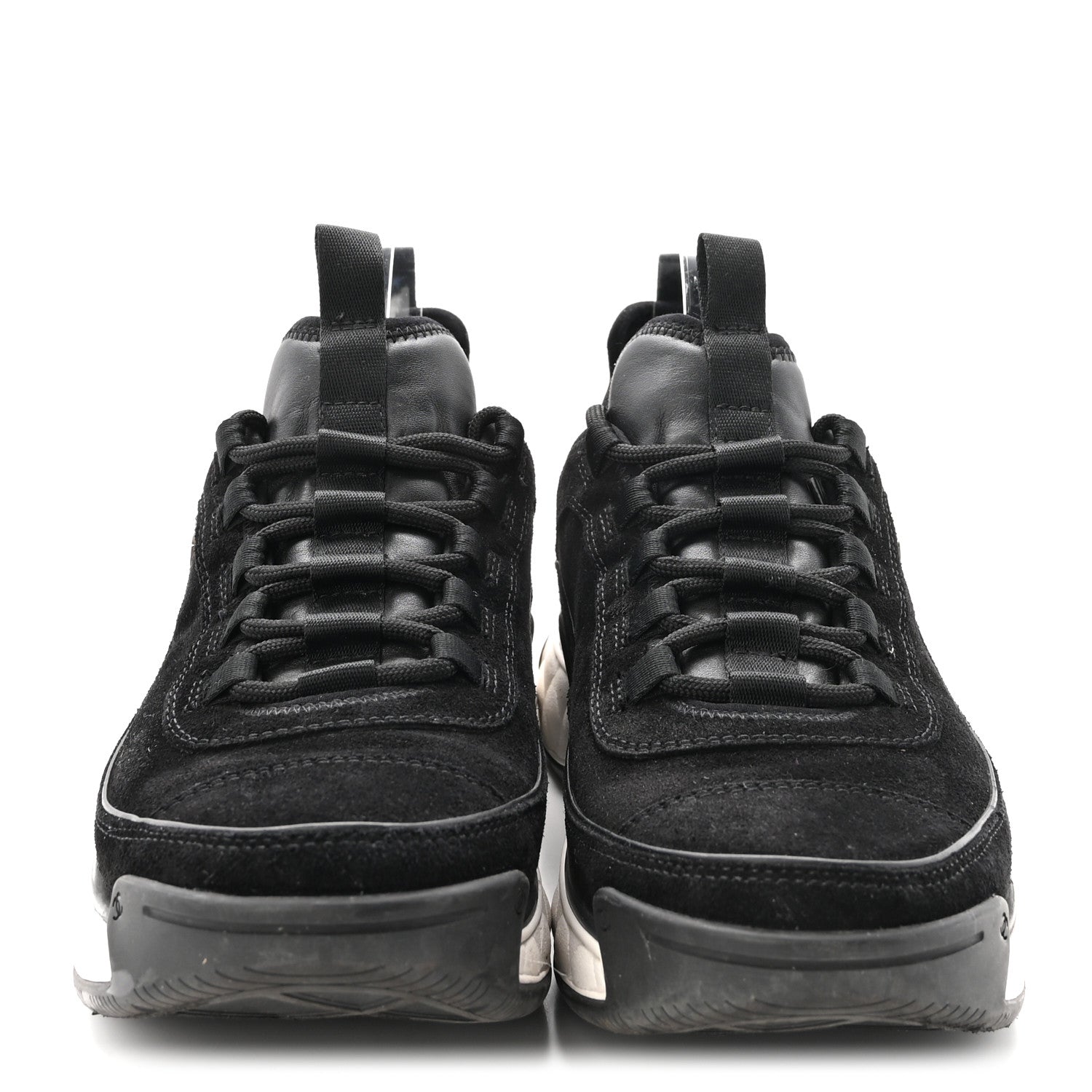 Chanel Suede Calfskin Nylon Grosgrain CC Sneakers 41 Black 3 of 9