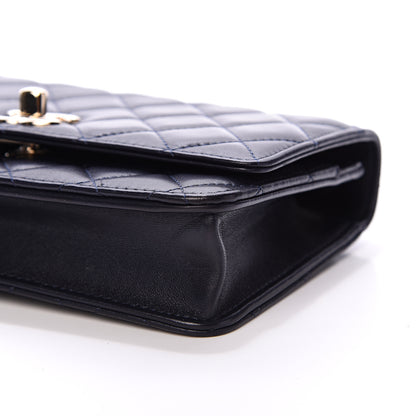 Chanel Lambskin Quilted Trendy CC Wallet On Chain WOC Navy 10 of 17