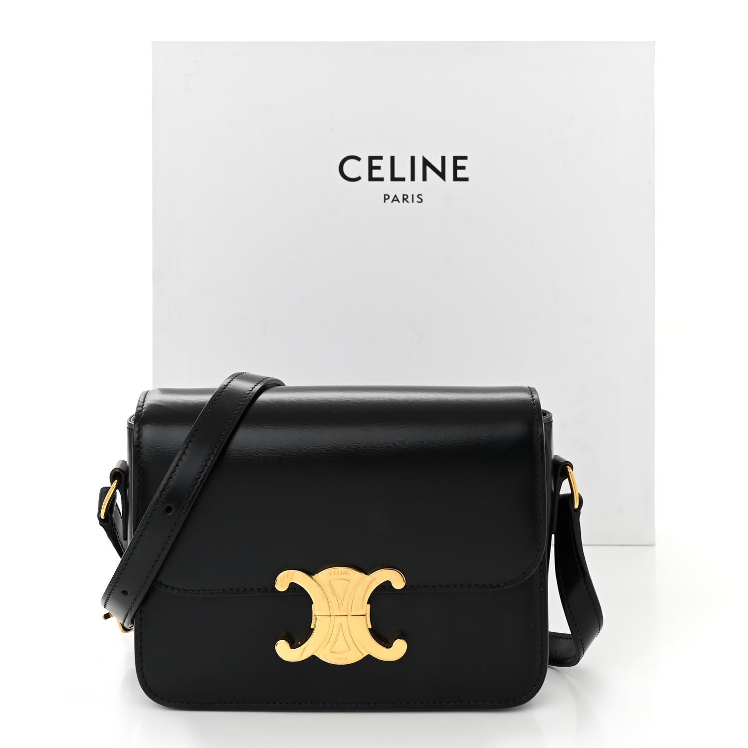 Celine Shiny Calfskin Medium Triomphe Black 12 of 12