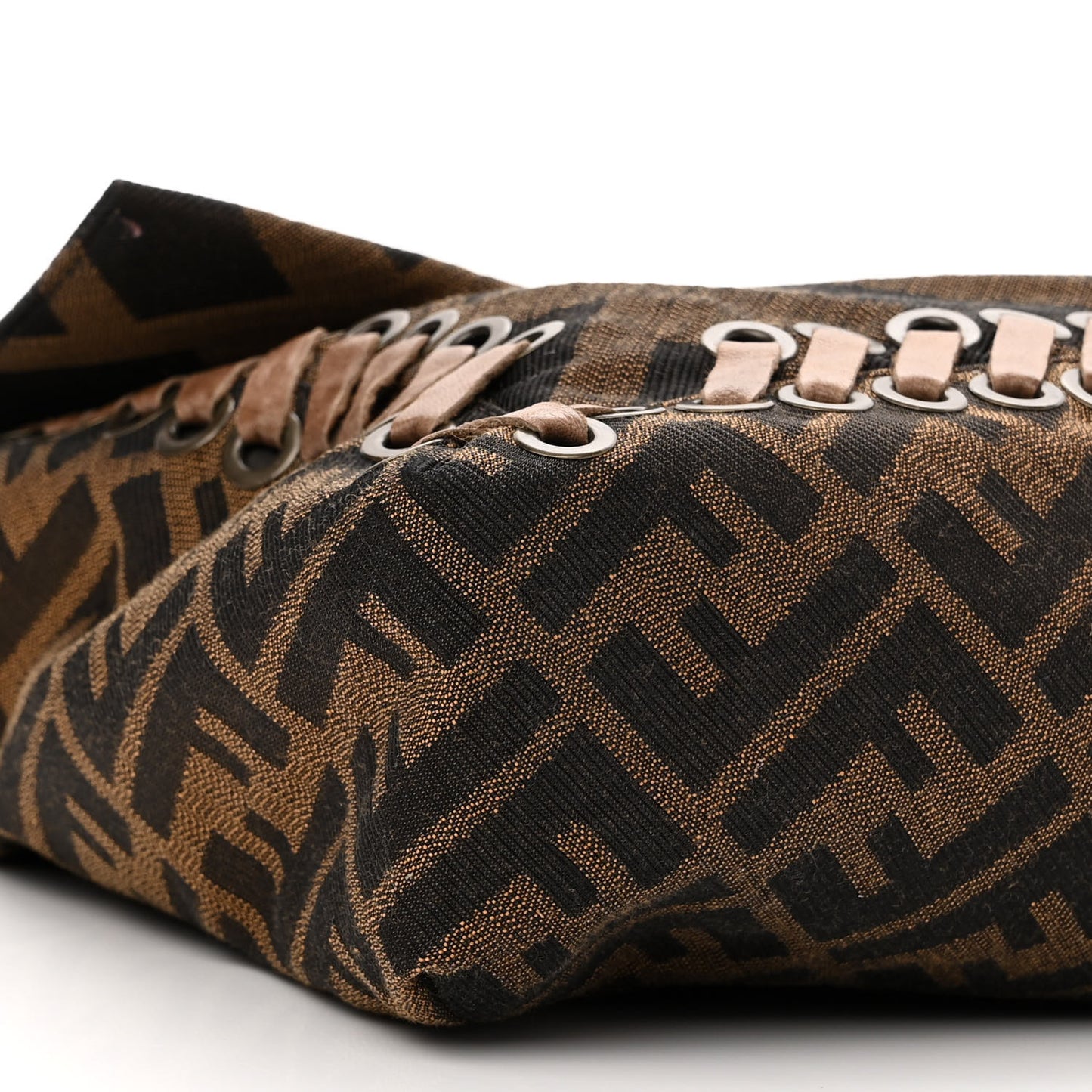 Fabric FF Diagonal Whipstich Large Convertible Baguette Tobacco