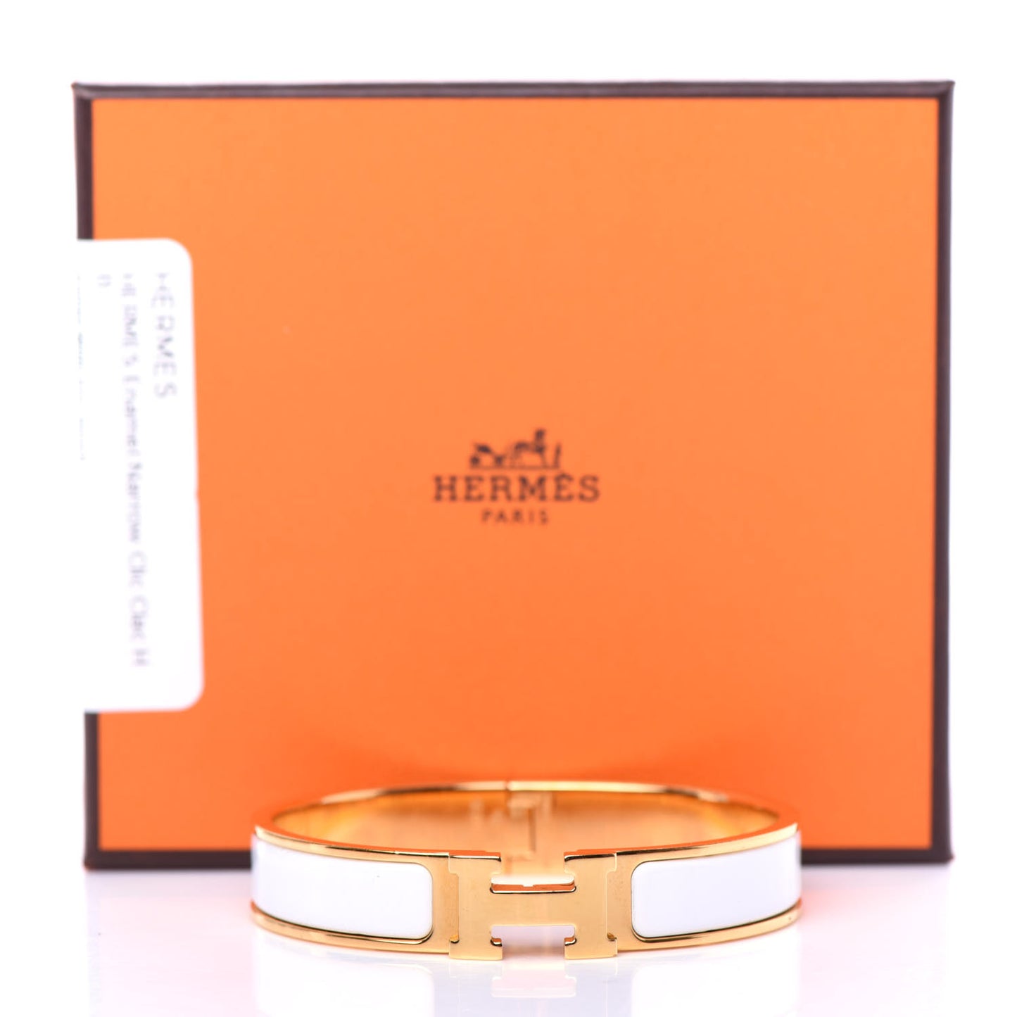 Enamel Narrow Clic Clac H Bracelet GM White