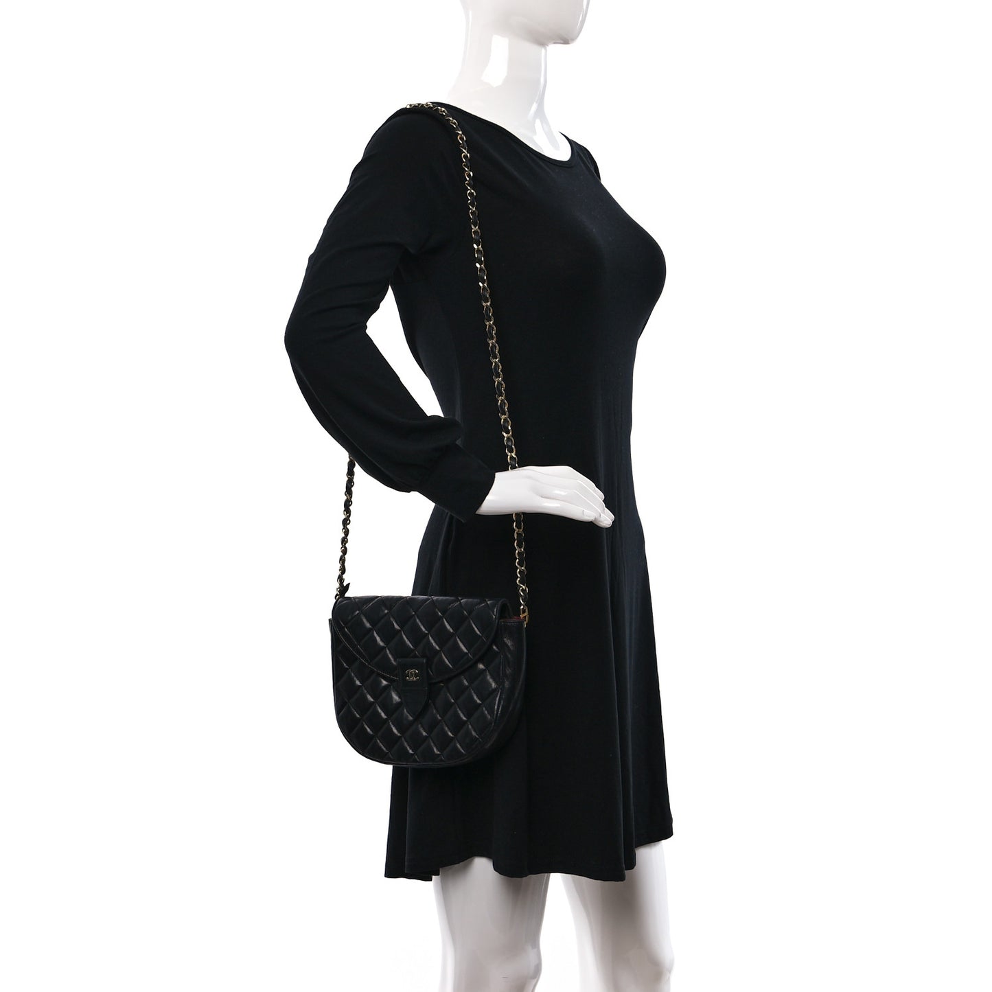 Lambskin Quilted Messenger Black
