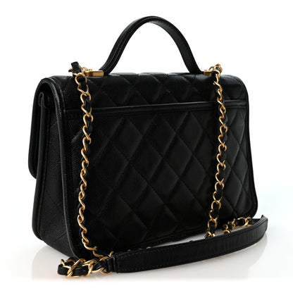 Chanel Caviar Quilted School Memory Small Top Handle Flap Black 3 of 9