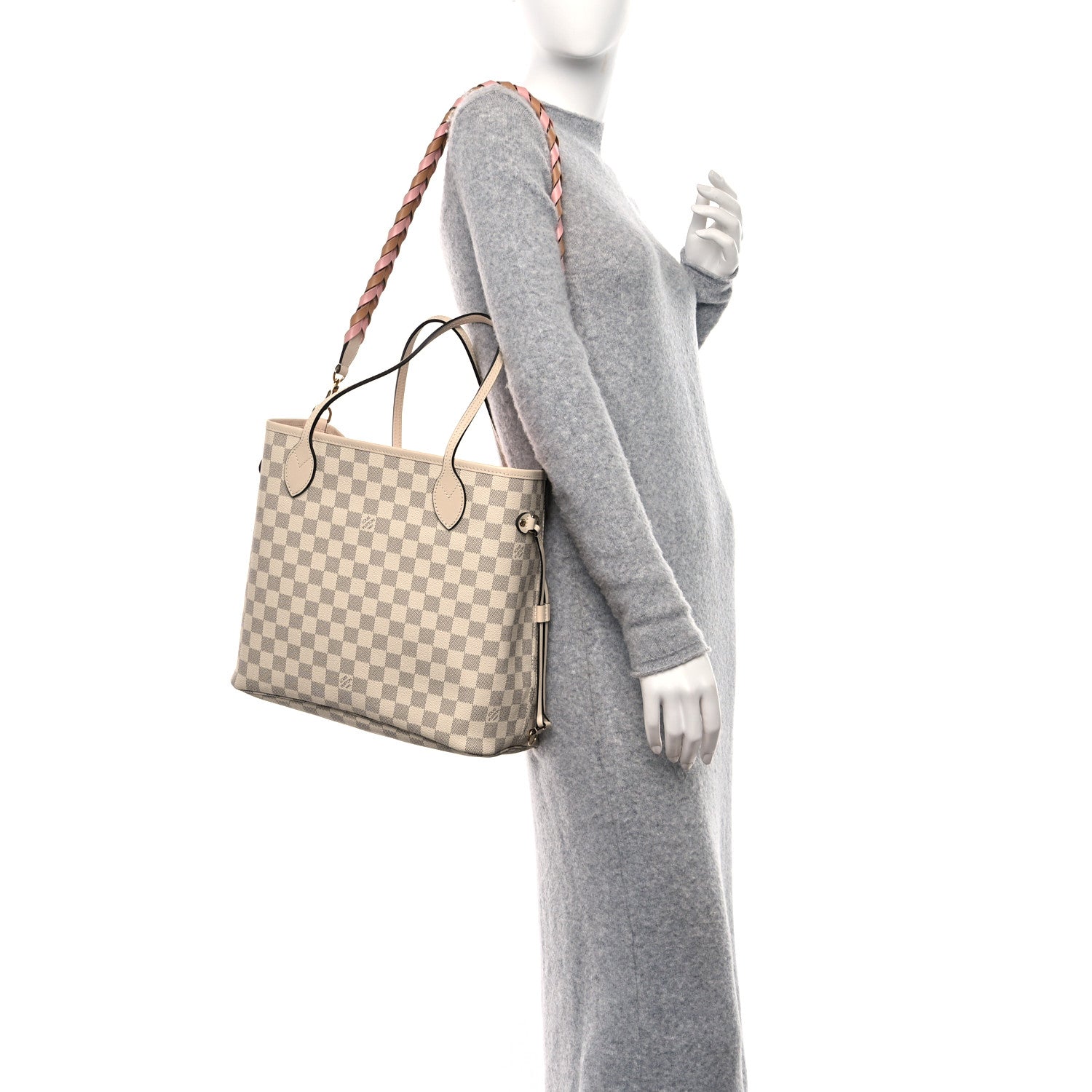 Louis Vuitton Damier Azur Braided Neverfull MM Pink 2 of 9