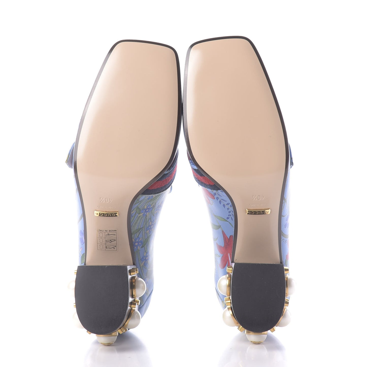 Apollo Calfskin Web Pearl New Flora Peyton 75mm Loafer Pumps 40.5 Azure