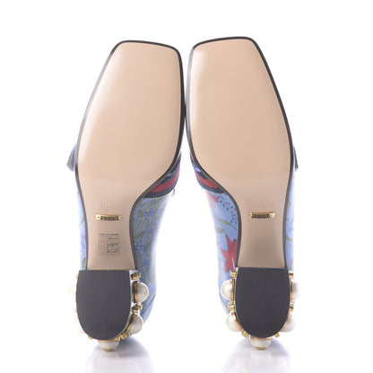 Gucci Apollo Calfskin Web Pearl New Flora Peyton 75mm Loafer Pumps 40.5 Azure 7 of 12
