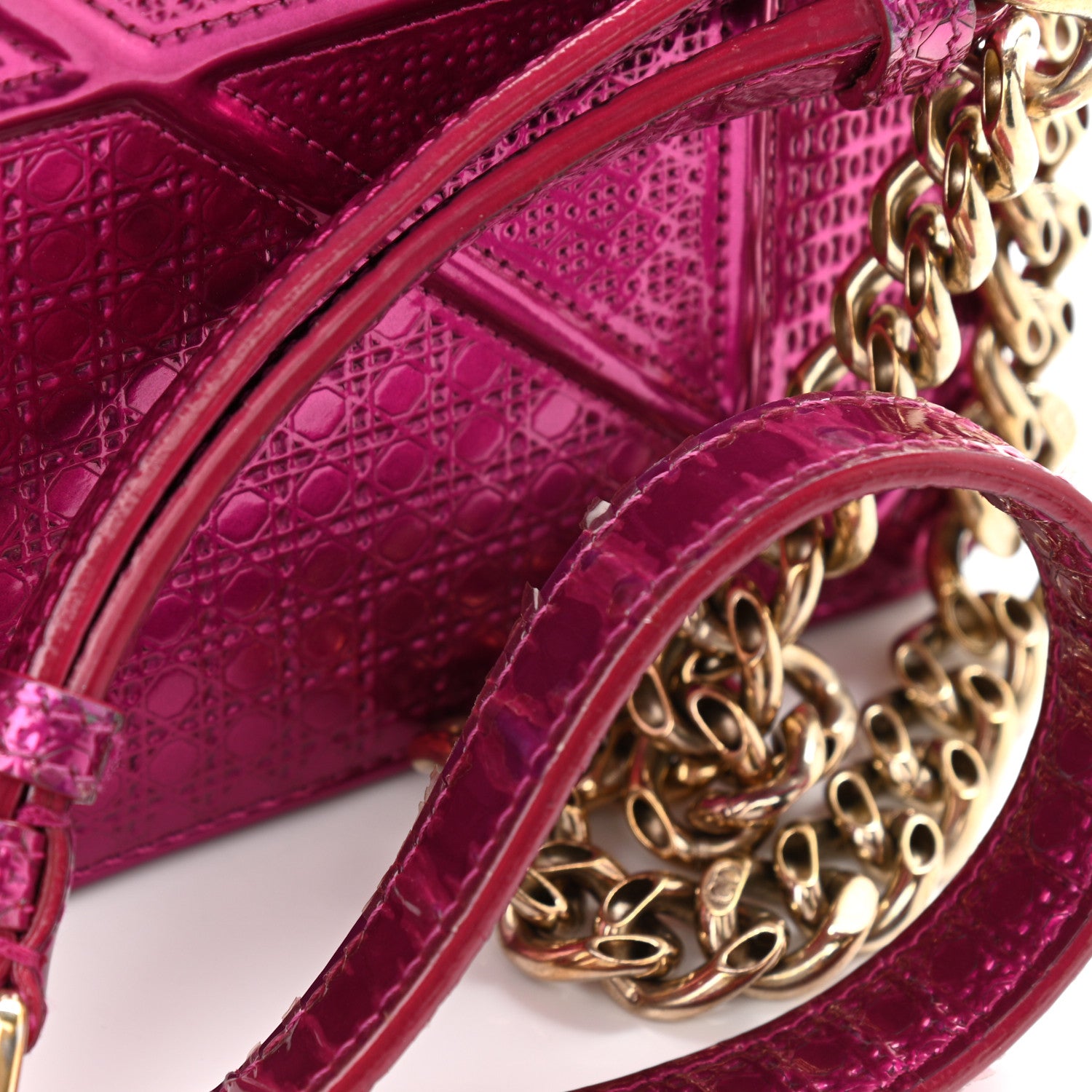 Christian Dior Patent Micro-Cannage Diorama Small Diorama Flap Bag Fuchsia 12 of 15