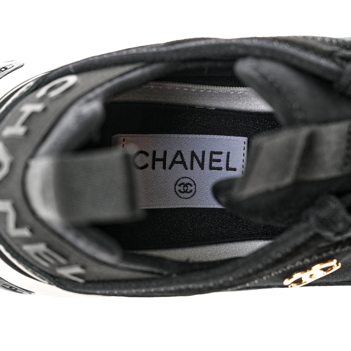 Velvet Calfskin Mixed Fibers CC Sneakers 37.5 Black