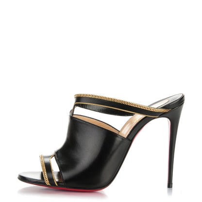 Christian Louboutin Calfskin Chain Akenana 100 Heels 37.5 Black 1 of 7