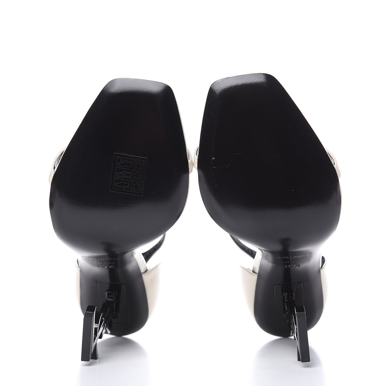 Saint Laurent Patent Calfskin Opyum Sandals 39.5 Neutro 5 of 9