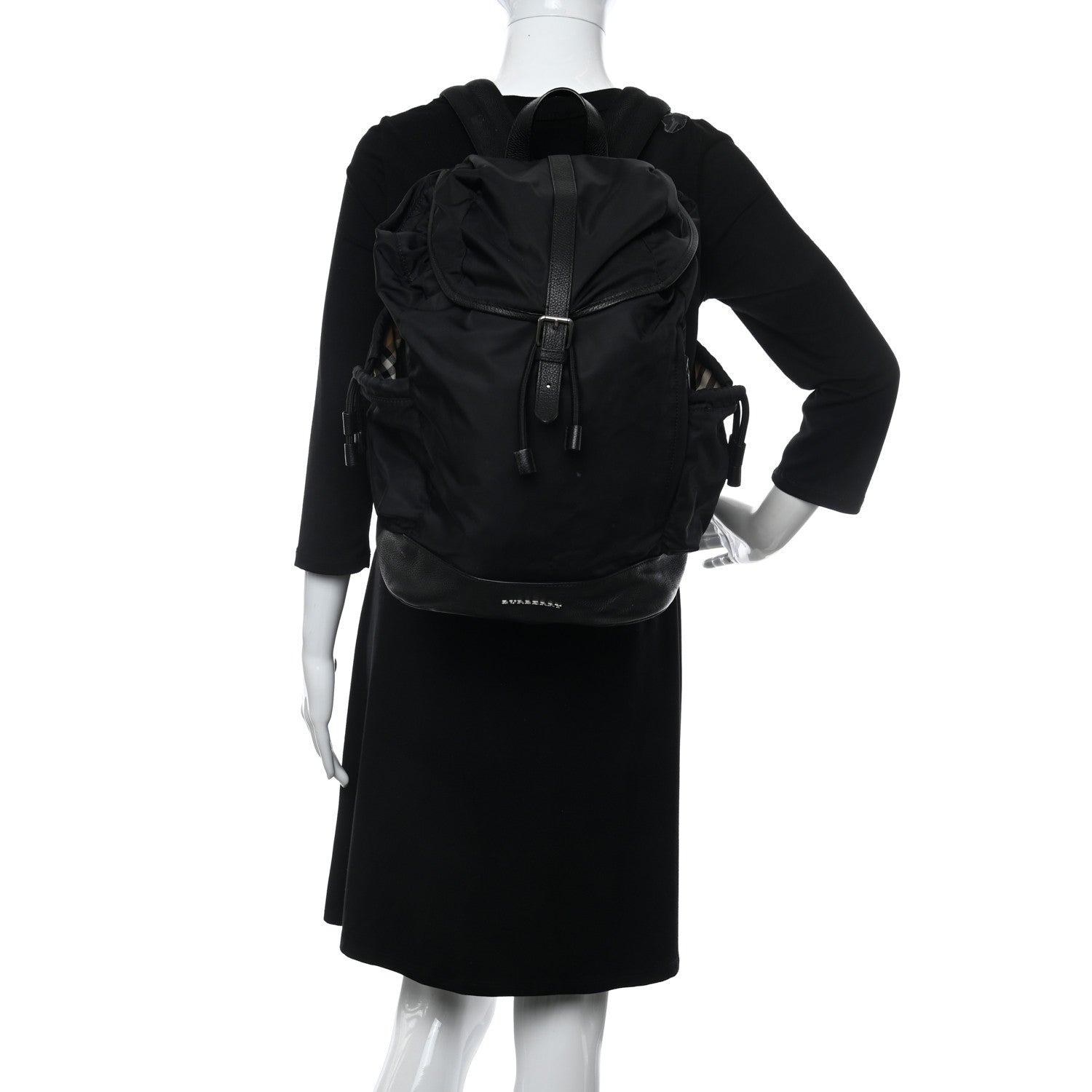 Burberry Nylon Grained Calfskin Watson Diaper Bag Black 2 of 11