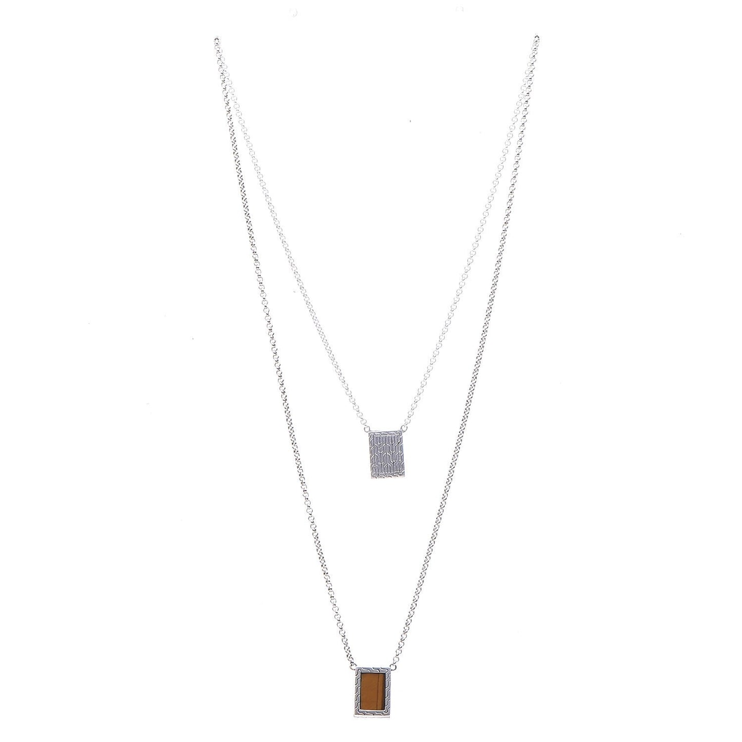 Sterling Silver Tiger's Eye Black Onyx Classic Chain Necklace