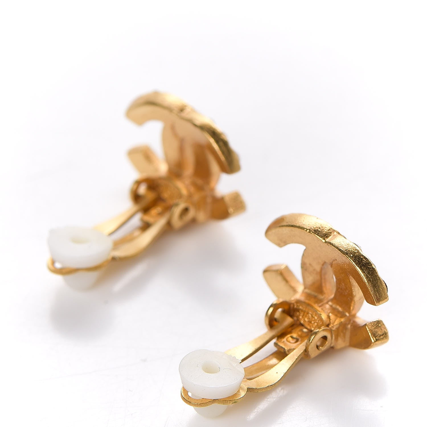 Chanel Crystal Mini Timeless CC Clip On Earrings Gold 3 of 4