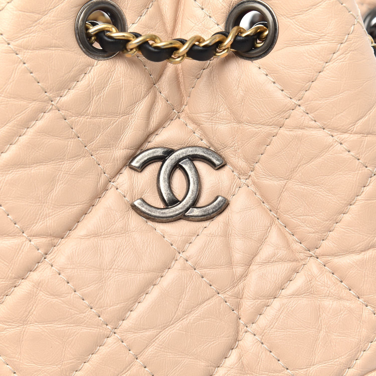 Chanel Aged Calfskin Quilted Small Gabrielle Backpack Beige Black 10 of 10