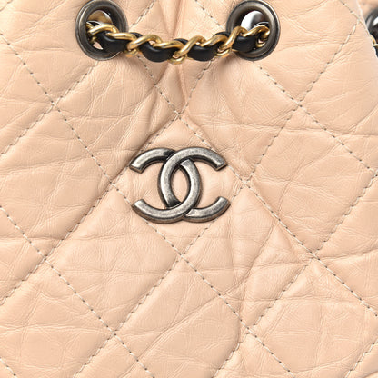Chanel Aged Calfskin Quilted Small Gabrielle Backpack Beige Black 10 of 10