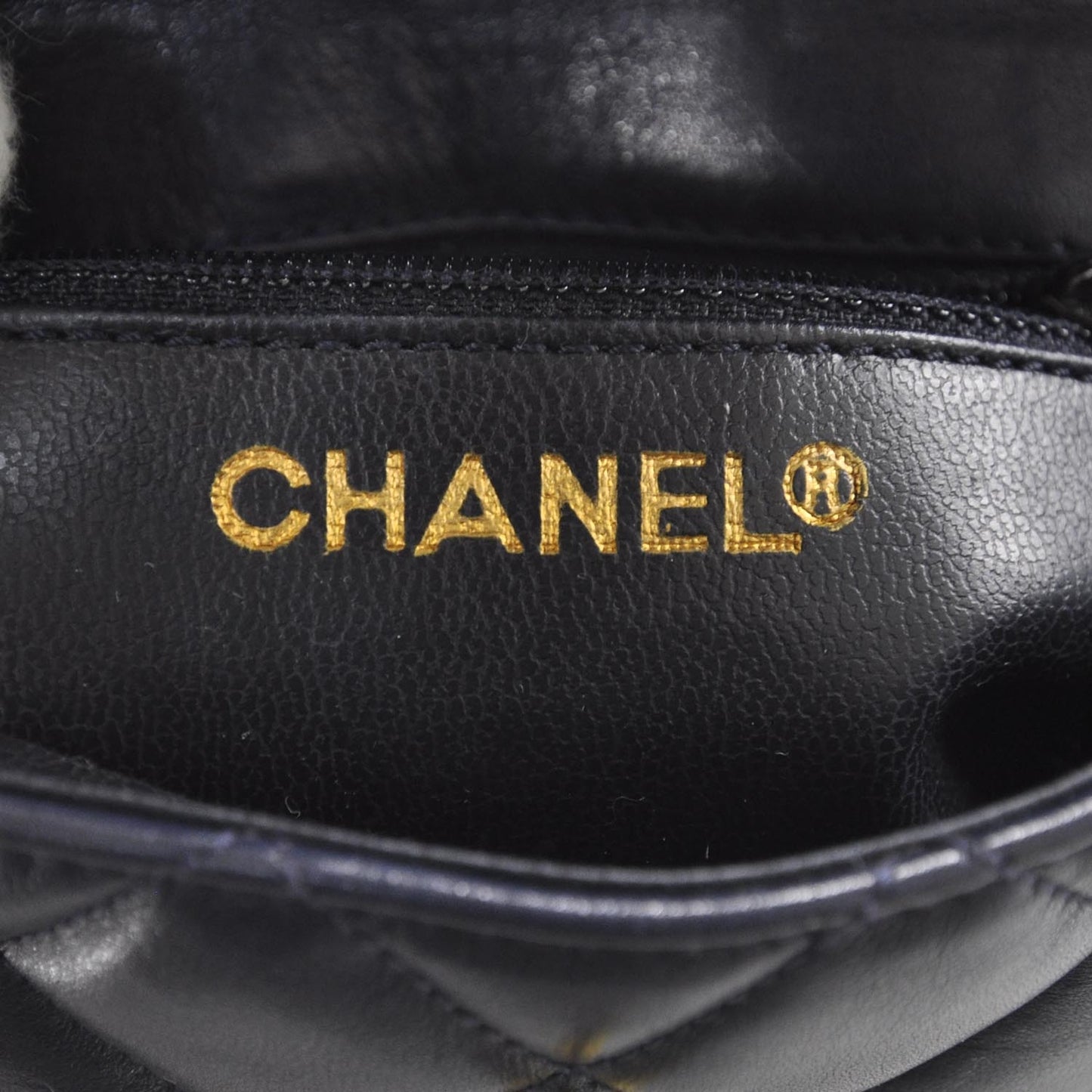 Lambskin Quilted Flap Belt Bag Navy