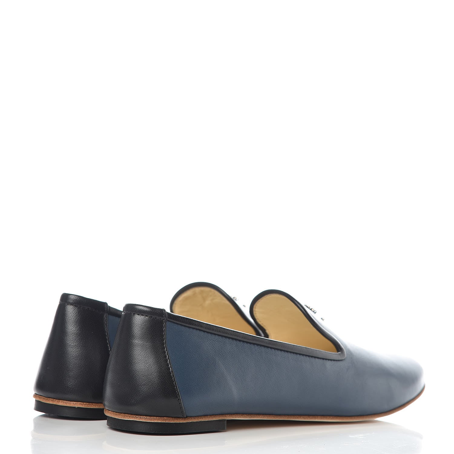 Chanel Lambskin CC Mocassin Loafers 38 Dark Blue 4 of 9