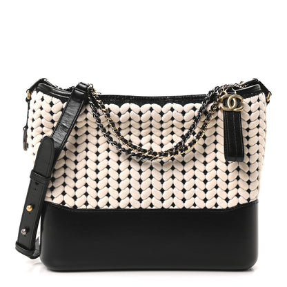 Chanel Wool Calfskin Medium Gabrielle Hobo Black White 1 of 10