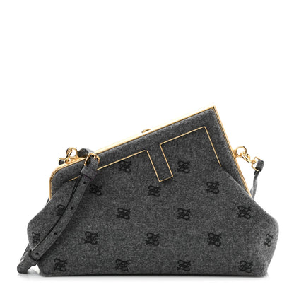 Fendi Flannel Karligraphy Embroidered Small Fendi First Grey 1 of 10