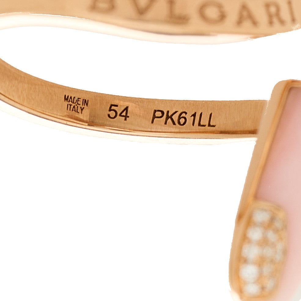 18K Rose Gold Diamond Pink Opal Gelati Ring 54 6.75