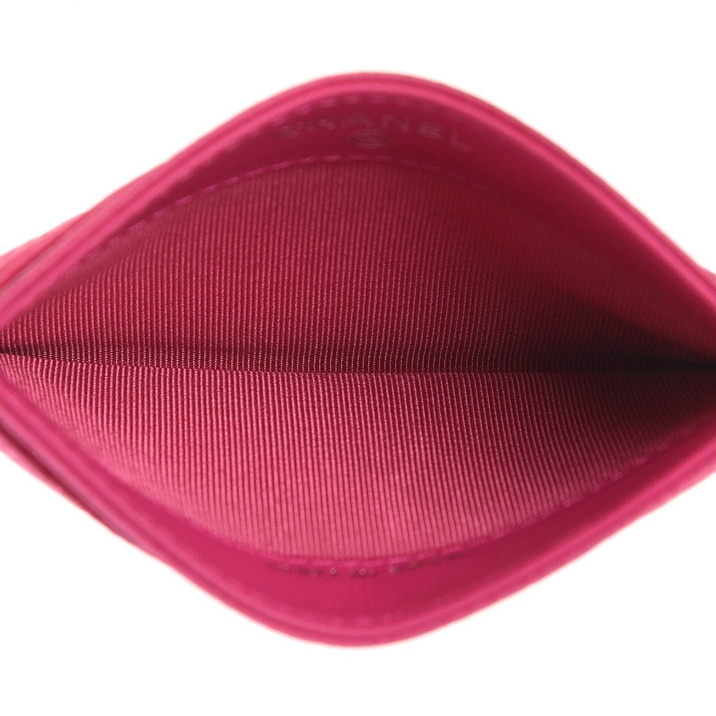 Iridescent Caviar Quilted Card Holder Pink