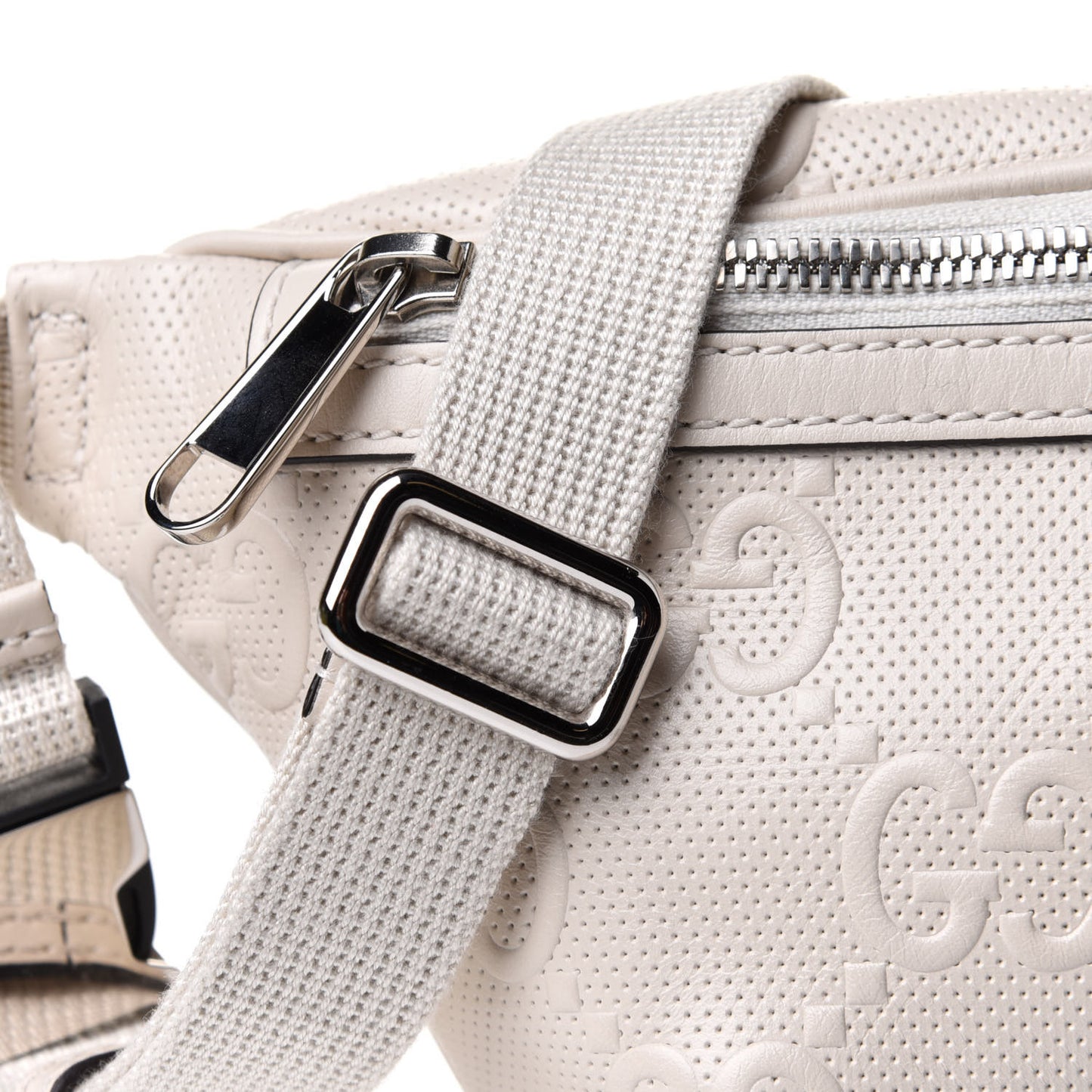 Calfskin GG Tennis Embossed Belt Bag Mystic White