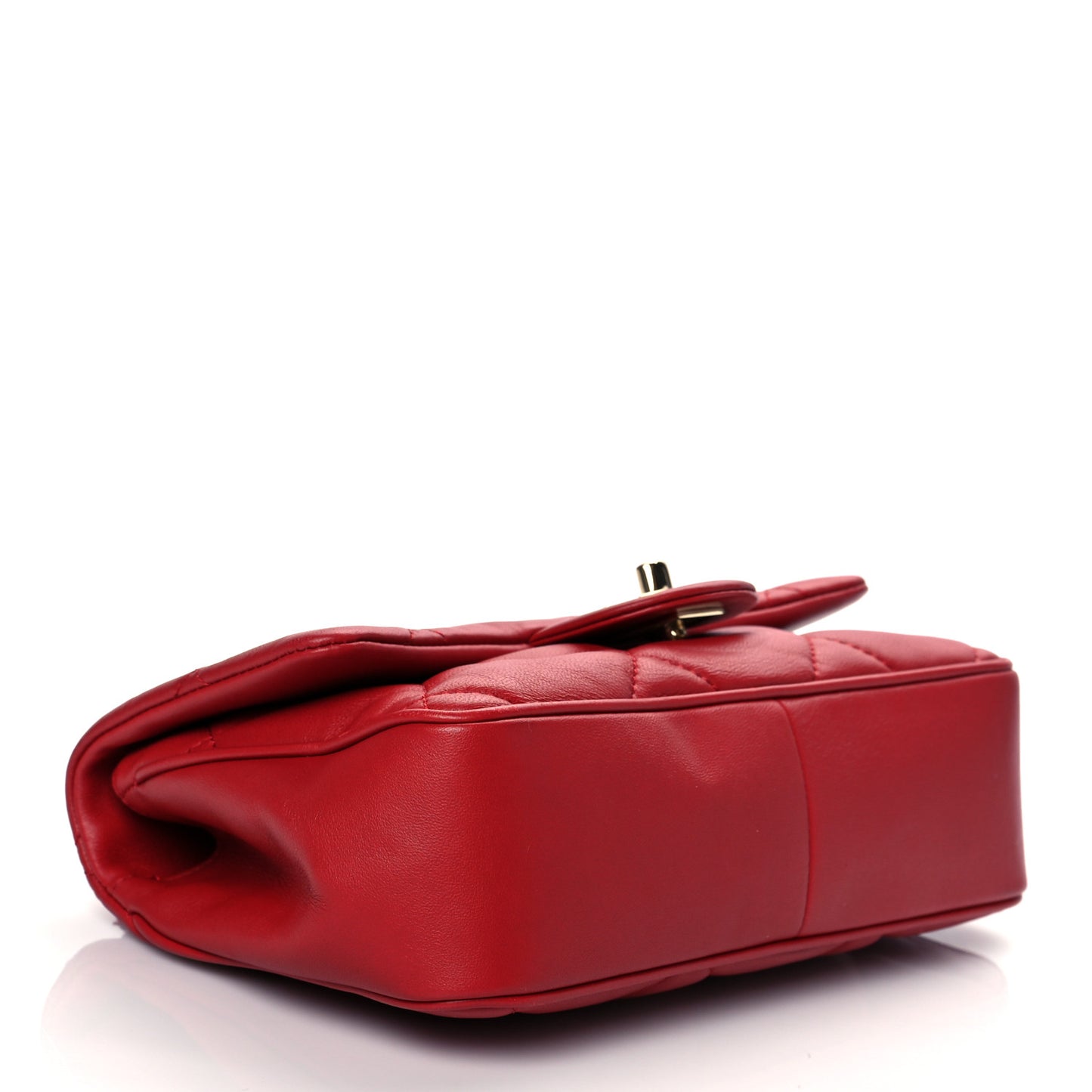 Lambskin Quilted Small Easy Carry Flap Red