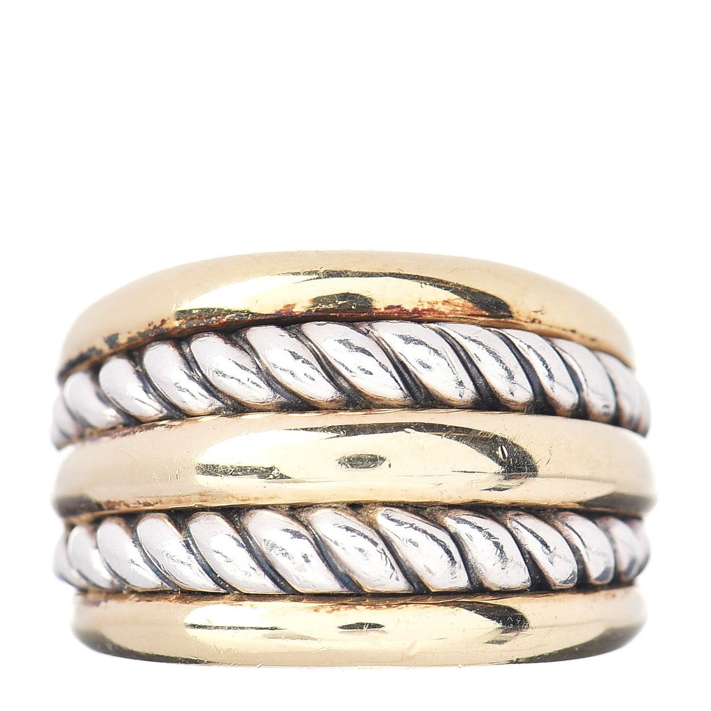 Sterling Silver 18K Yellow Gold 15mm Five-Row Cable Ring 54 7
