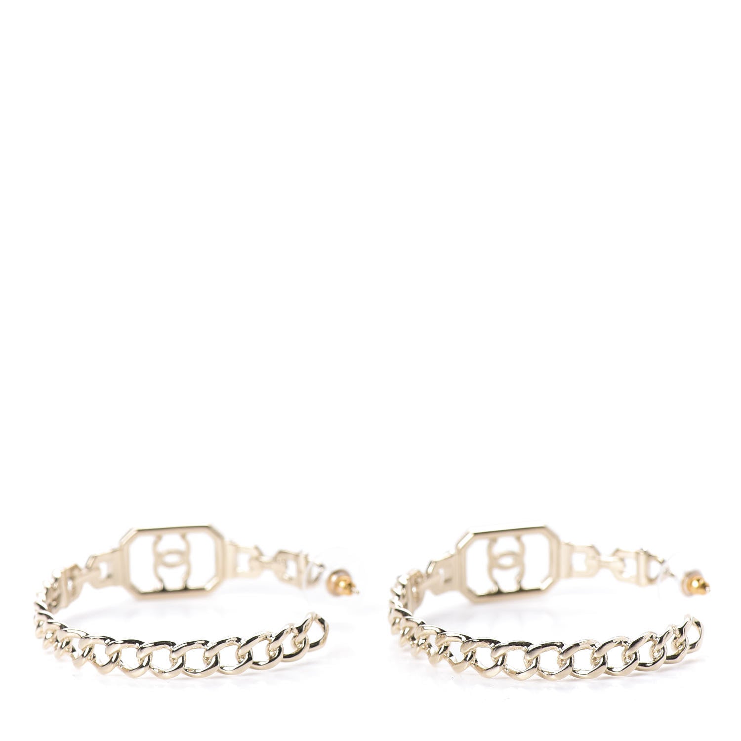 Chanel Crystal CC Vendome Hoop Earrings Gold 7 of 10