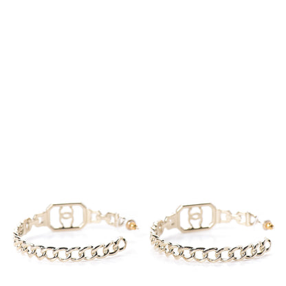 Chanel Crystal CC Vendome Hoop Earrings Gold 7 of 10
