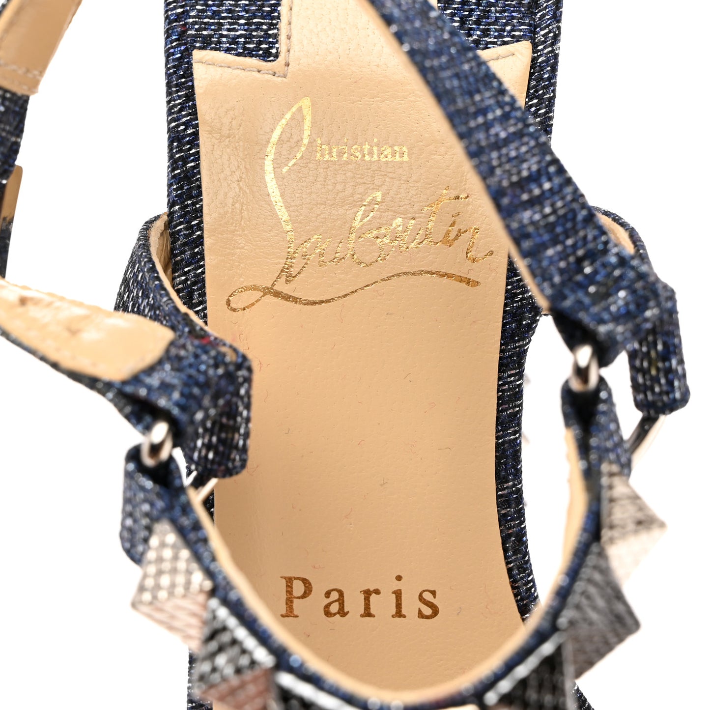 Lame Lux Pyraclou 110 Wedge Sandals 37 Denim