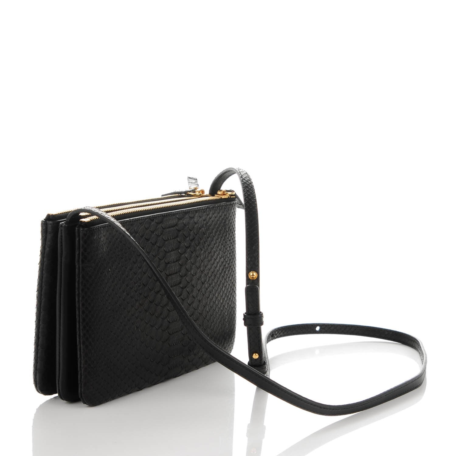 Celine Python Small Trio Crossbody Bag Black 3 of 7