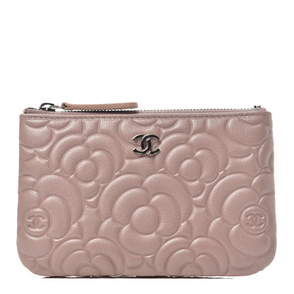 Chanel Goatskin Camellia Embossed Cosmetic Pouch Light Pink 1 of 7
