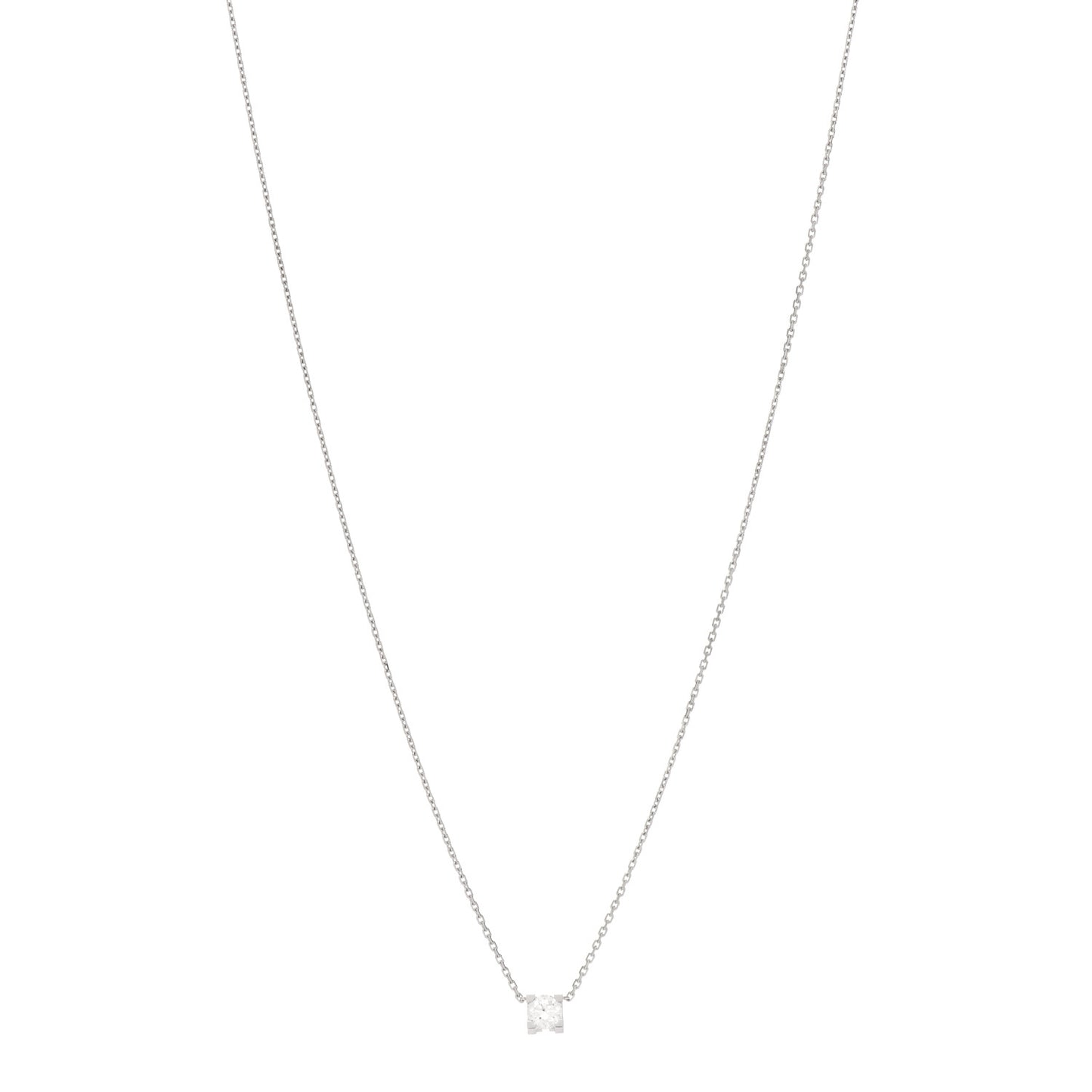 18K White Gold Diamond .33ct C De Cartier Pendant Necklace