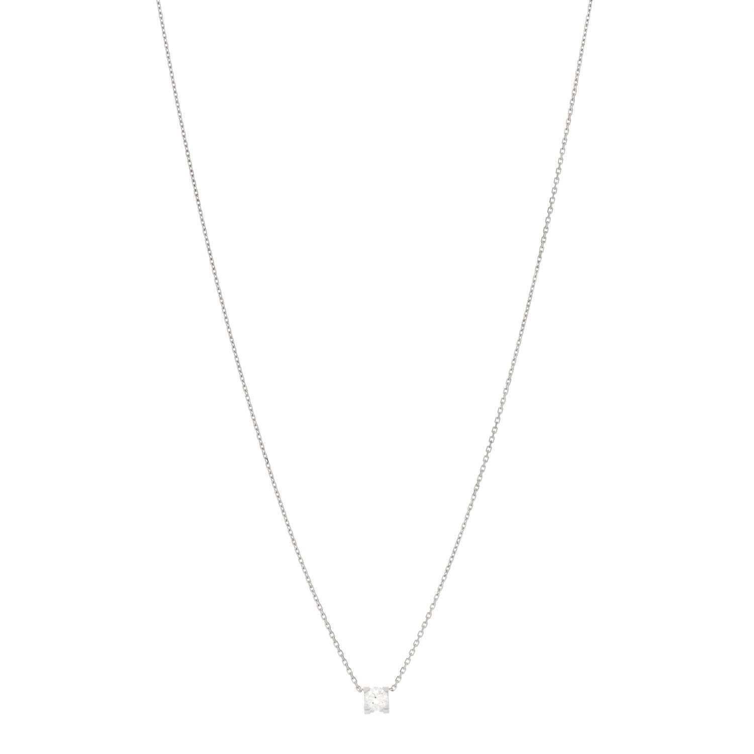 Cartier 18K White Gold Diamond .33ct C De Cartier Pendant Necklace 1 of 6