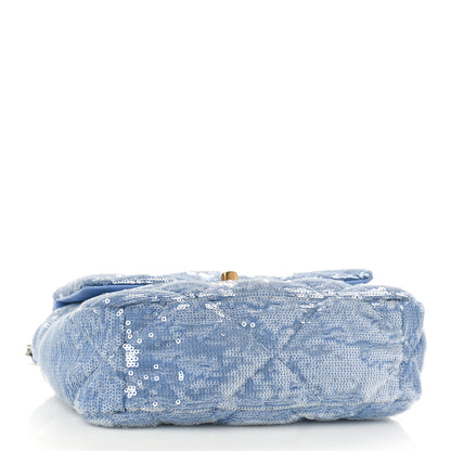 Chanel Sequin Quilted Medium Chanel 19 Flap Light Blue 4 of 9