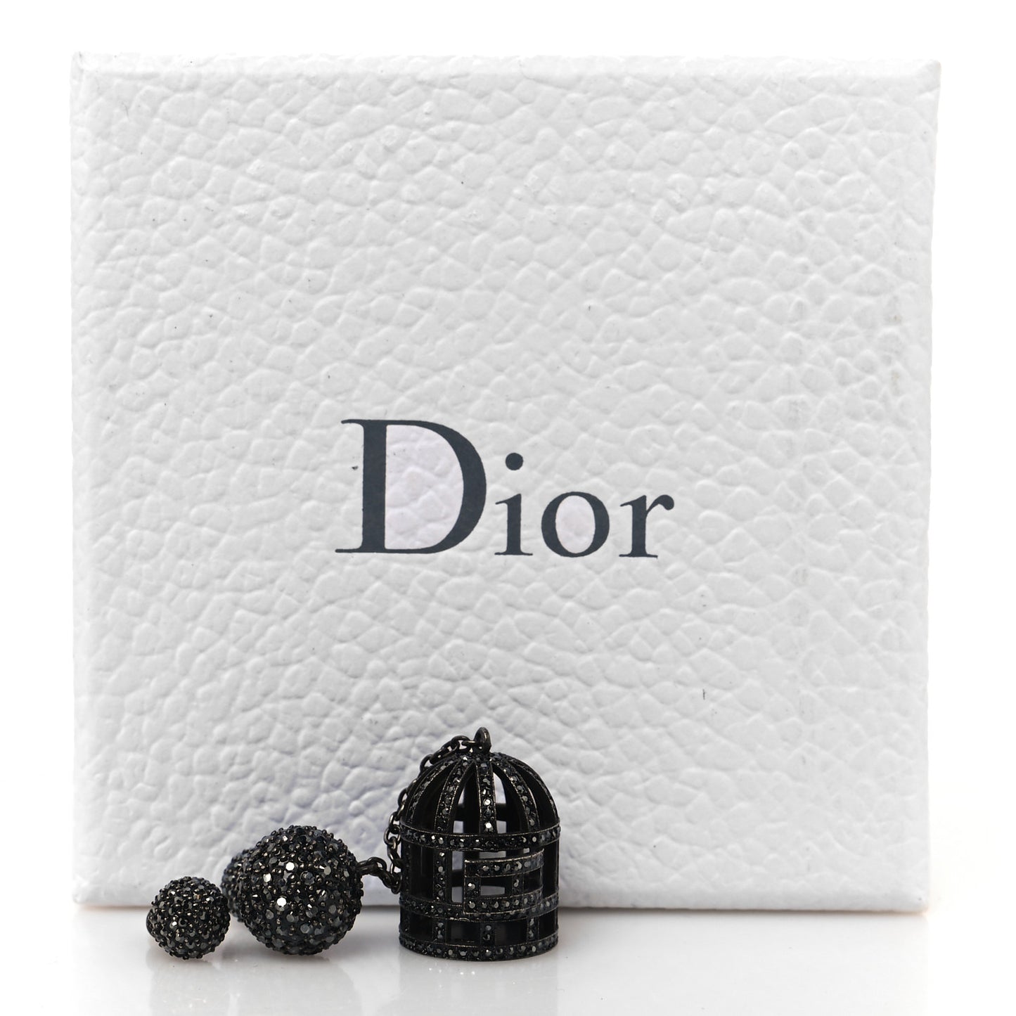 Crystal Mise en Dior Tribales Asymmetric Birdcage Earrings Black