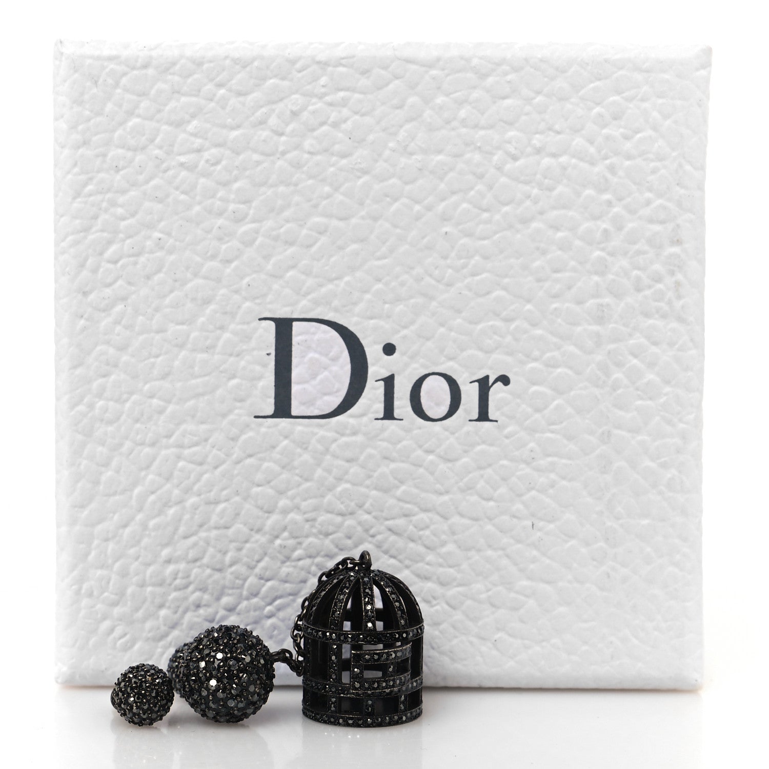 Christian Dior Crystal Mise en Dior Tribales Asymmetric Birdcage Earrings Black 5 of 5