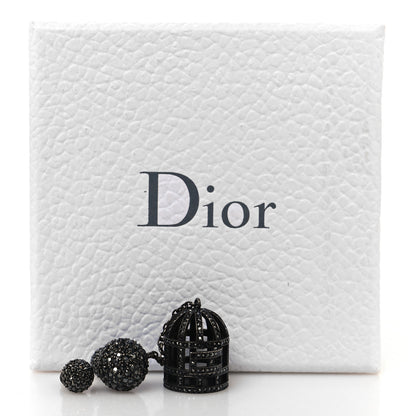 Christian Dior Crystal Mise en Dior Tribales Asymmetric Birdcage Earrings Black 5 of 5