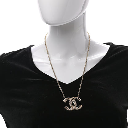 Chanel Crystal Textured CC Necklace Gold 2 of 7