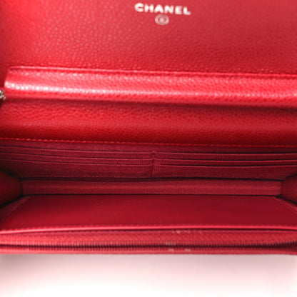 Chanel Caviar Quilted Wallet On Chain WOC Red 5 of 14