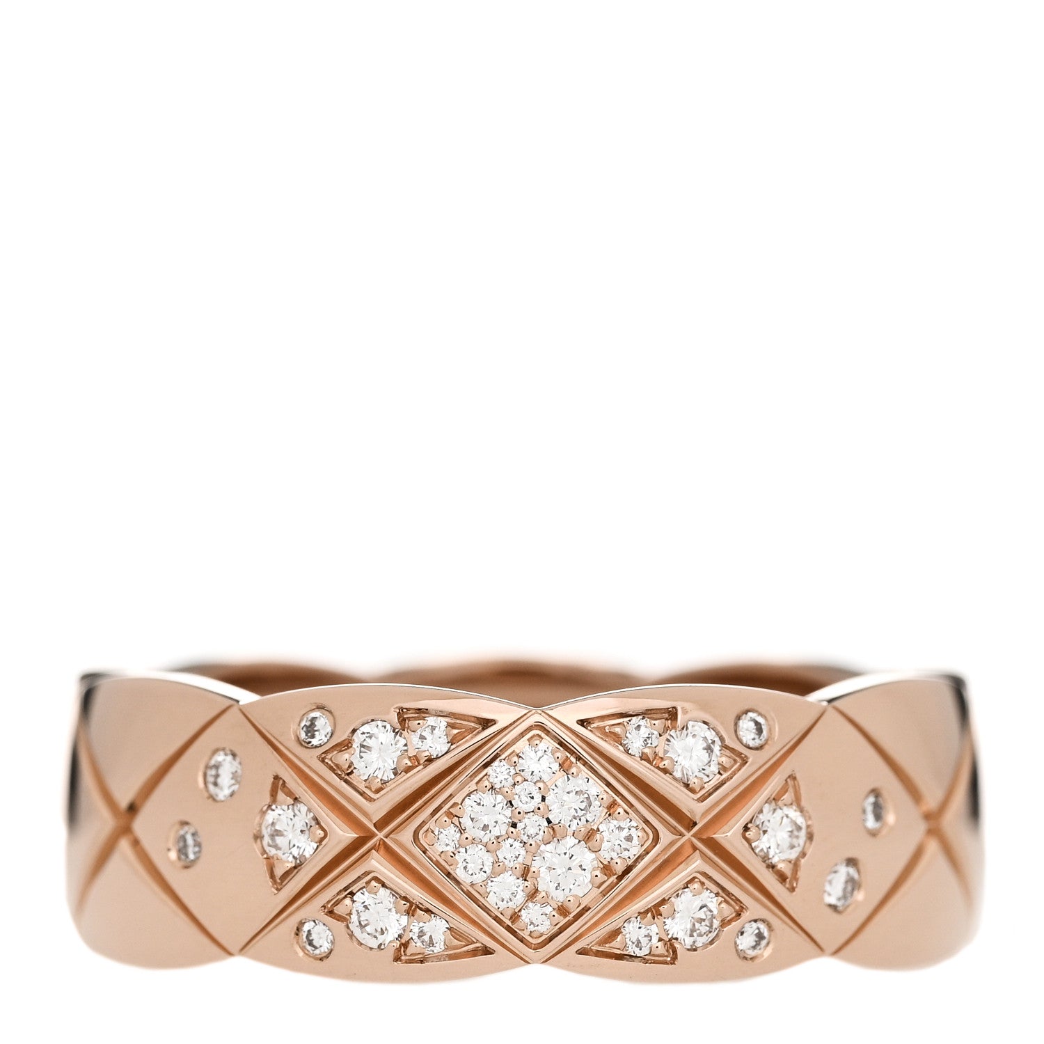 Chanel 18K Beige Gold Diamond Small Coco Crush Ring 55 7.25 1 of 9