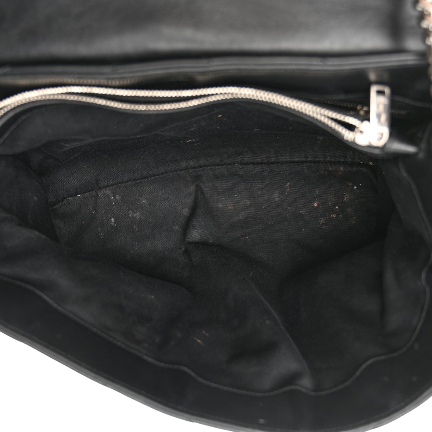 Calfskin Y Quilted Monogram Large Loulou Chain Satchel Black
